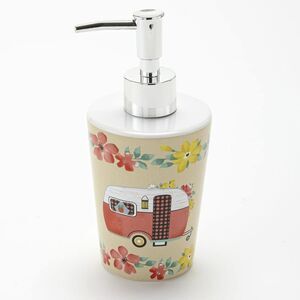 Travel Trailer Soap Pump Dispenser Floral Retro Camper Kitchen Bath Ceramic NEW